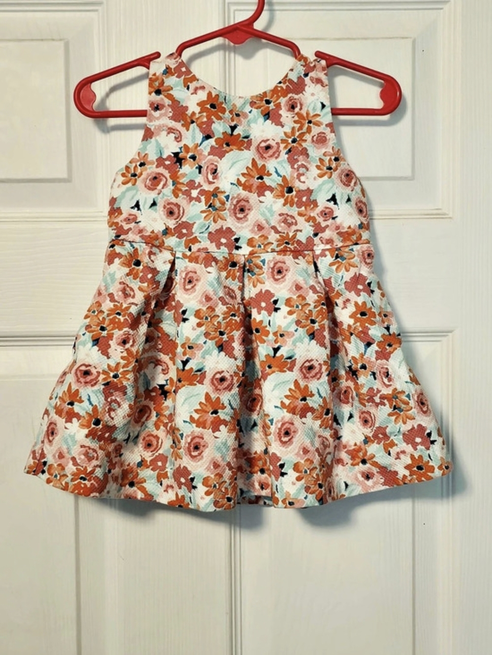 Janie and Jack Floral Dress Pink & Orange Baby 12-18M Like New